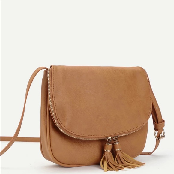 Vegan leather saddle bag crossbody purse tassel - Picture 7 of 12